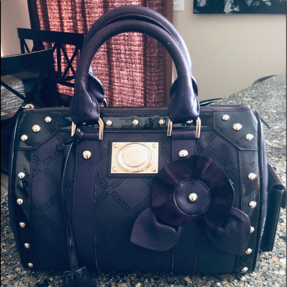 AUTH. VERSACE VIOLET MEDUSA SATCHEL